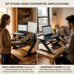 Standing Desk Converter 36 x 24 Inches – Height Adjustable Sit to Stand Riser…