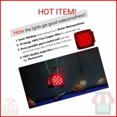 CZC AUTO 12V Submersible LED Trailer Tail Light Kit for Under 80 Inch Boat Utili