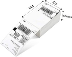 500/1000 Fanfold 4 x 6 Direct Thermal Shipping Labels for Zebra Rollo Printers