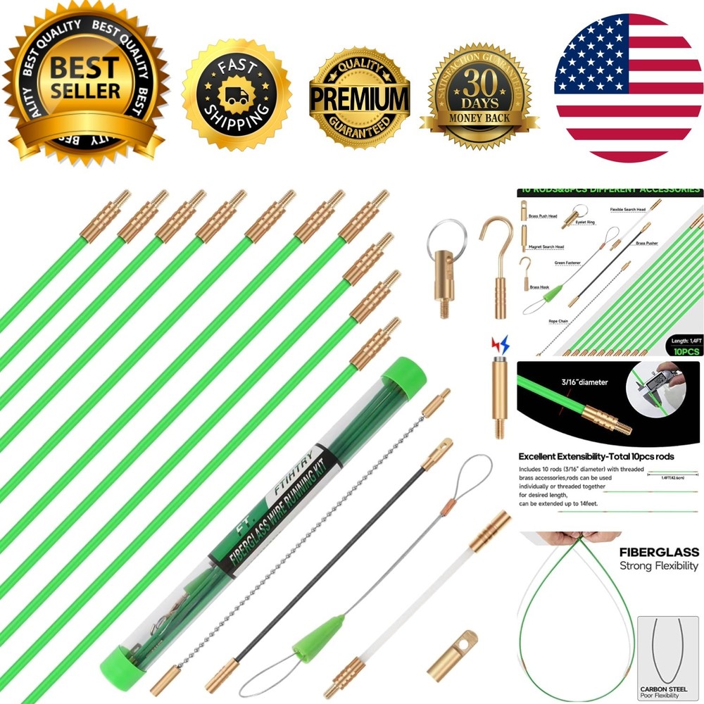 Versatile 14FT Electric Fishing Rods with Attachments for Seamless Cable Install