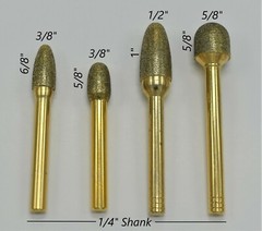 Golden Diamond & CBN Mounted Burs – 1/4″ Shank – Pick a Size & Amount! Free Ship