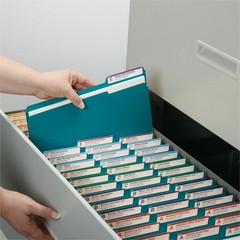 Smead SMD13134 Teal File Folders 1/3 Tab Cut 0.75″ Exp 100/Box