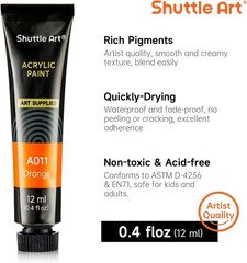 Acrylic Paint Set, 15 x 12ml Tubes Artist Quality Non Toxic Rich Pigments Colors
