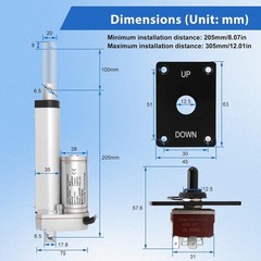 1500N Linear Actuator, 100/150/200/250/300/450 mm DC 12 V Electric Cylinder
