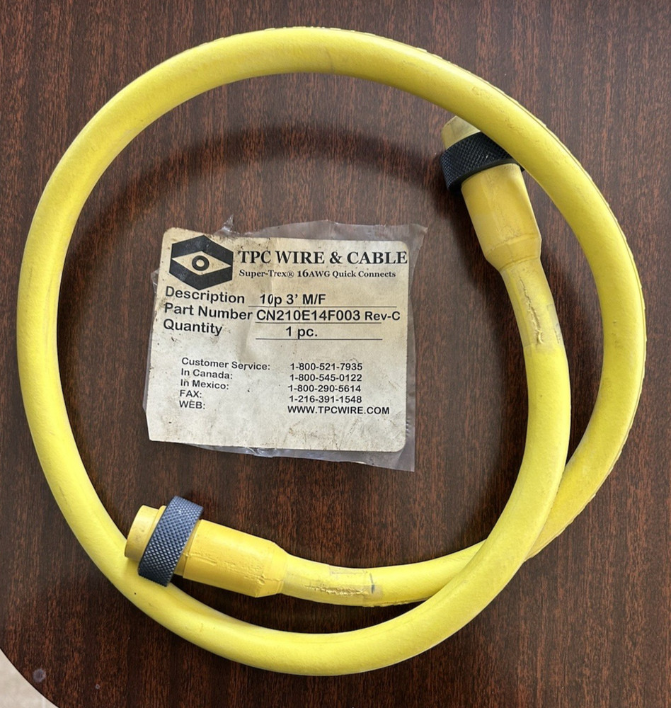 TPC Wire & Cable Super Trex CN210E14F003, 10 Pole 3ft M/F Cable Assembly, New