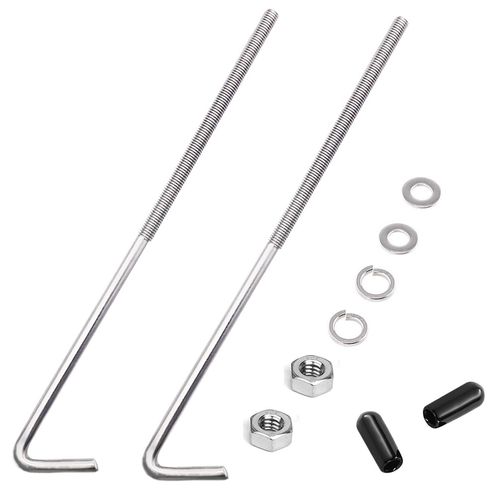 8-inch 304 Stainless Steel J Hook Battery Hold Down Bolts with Wing Nuts 2 PCS