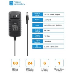 24V 1A Power Supply Adapter 5-Pack for LED Lights
