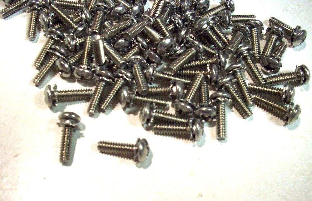 Qty 100 #6-32 x 1/2″ SUS304 Stainless Steel with Tooth Lockwasher Philips Screws