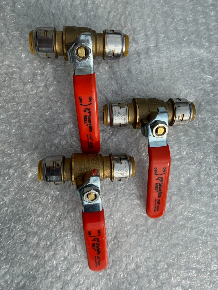 3-pc ) SharkBite Max UR22185 3/4″ x 3/4″ Ball Valve, Push-To-Connect Design