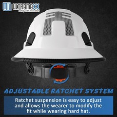 Full Brim Hard Hat with Built-in Visor, 6-Point Suspension, Fits 20.87-24.80″