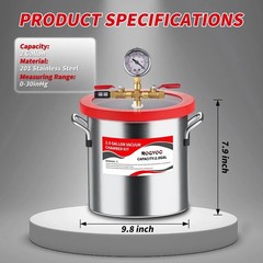 2 Gallon Vacuum Chamber, 201 Stainless Steel Degassing Chamber with Acrylic L…
