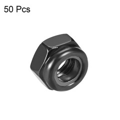 M5 0.8mm Hex Lock Nuts Carbon Steel Black Nylon Insert Self-Lock Nuts 50Pcs
