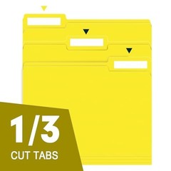 File Folders, 100-Pack, 1/3 Cut, Letter Size, Yellow, Great for Organizing and E