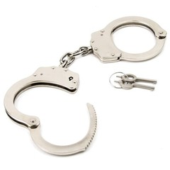 Handcuffs Professional Double Lock Metal Steel Police Security SILVER w/ Pouch