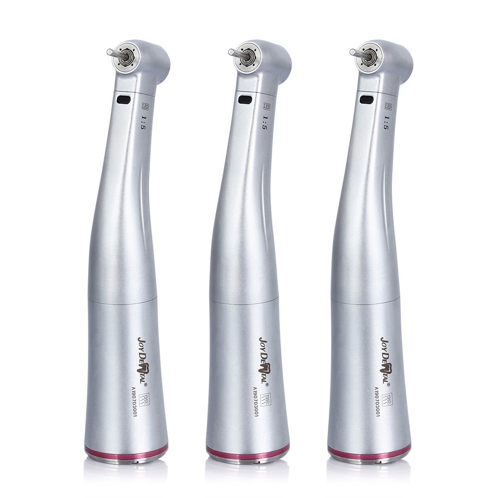 3PC Dental 1:5 LED Fiber Increasing Contra Angle Low Speed Handpiece Push Button