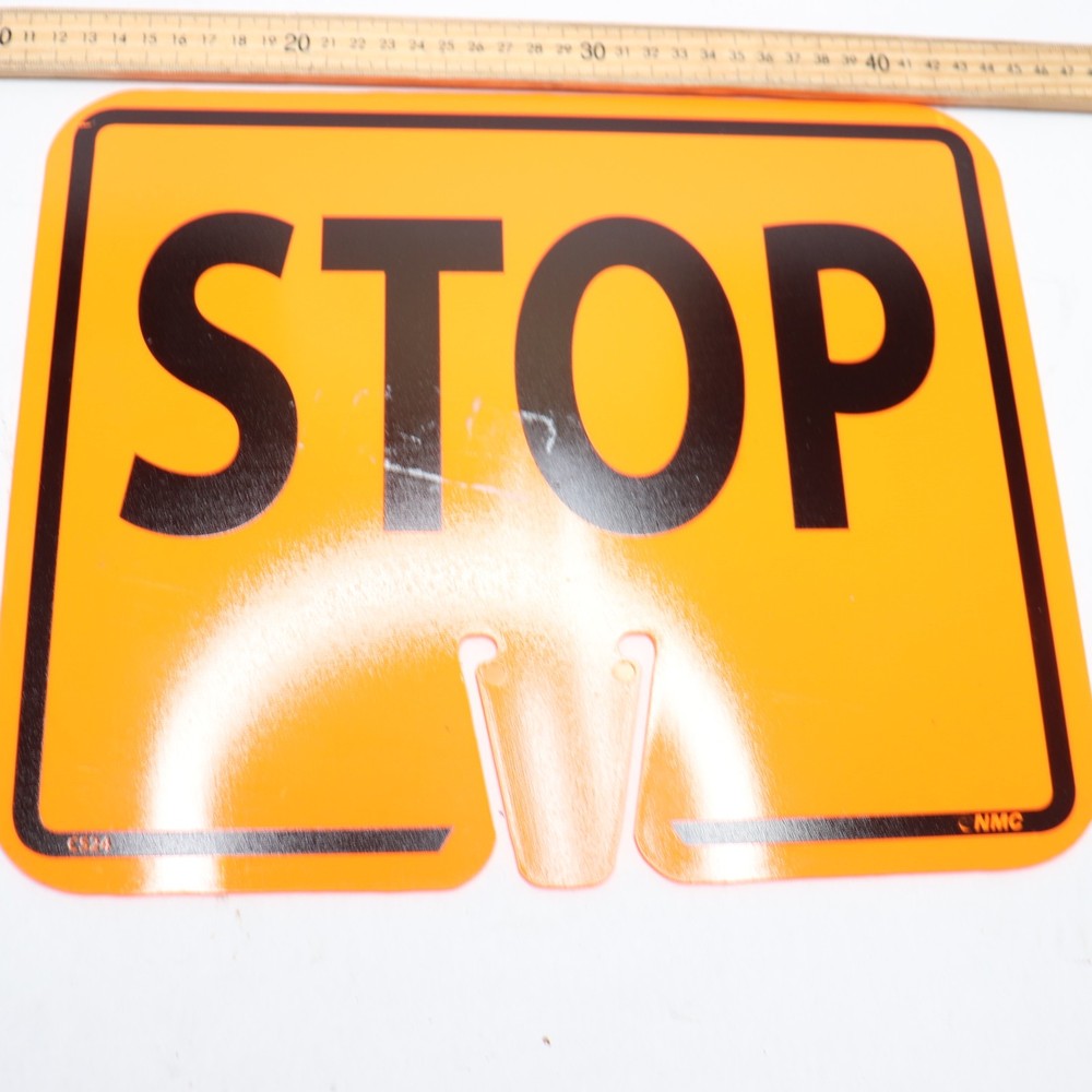 NMC Stop Safety Cone Pedestrian Safety Sign Rigid Plastic 12.63″ x 10.38″ CS24