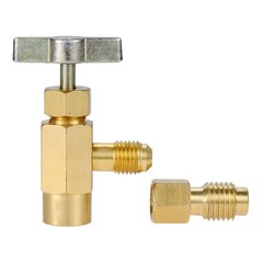 R134A Can Tap Refrigerant Dispenser Tank Adapter HeavyDuty Brass 1/4 1/2 ACME