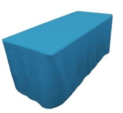8′ ft. Fitted Polyester Table Cover Trade Show Event Tablecloth Turquoise Blue