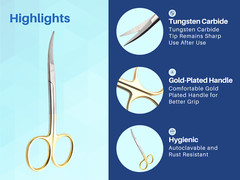 Scissors 4.5″ LaGrange Gold Plated Handle with Tungsten Carbide Inserts ARTMAN