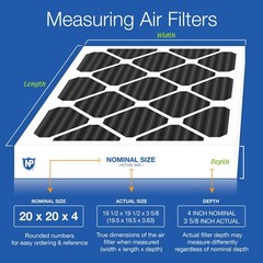 Nordic Pure 20X20X4 Actual Size 19 1/2 X 19 1/2 X 3 5/8 Pure Carbon Pleated