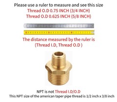4PCS Brass Reducing Hex Nipple Adapter 1/2in Male to 3/8in Male NPT Fitting