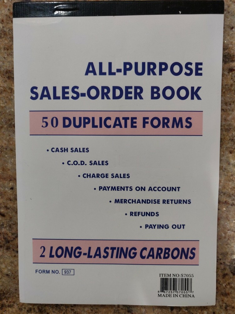 Sales Order Book Receipt Book 50 Duplicate Forms Carbonless, 5.5″x8.5″