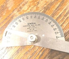 Vintage Protractor General Hardware Mfg. Co., New York USA. No 18 Stainless Tool