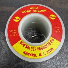 Vtg BOW Acid Core Solder w/ Box – 1 lb 0.8 Oz – Made in USA