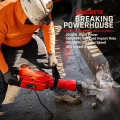XtremepowerUS 2200W Electric Demolition Jack Hammer Chisel & Point Bits Included