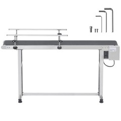 VEVOR Belt Conveyor PVC Stainless Steel Belt Conveyor 59″x15.7″ Double Guardrail