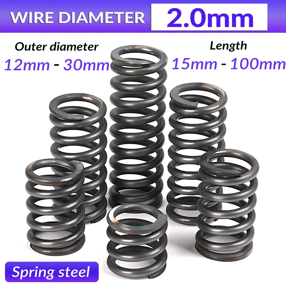 Compression Spring 2.0mm Wire Diameter 15-100mm Length Pressure Small OD 12-30mm