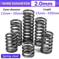 Compression Spring 2.0mm Wire Diameter 15-100mm Length Pressure Small OD 12-30mm