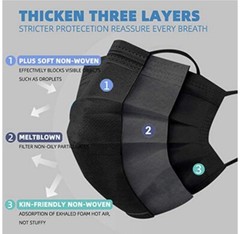 100/50 PCS Black/Blu Face Mask Mouth & Nose Protector Respirator Masks US Seller