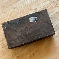 Antique Vintage Letterpress Star & Clover Copper Wood Print Block Stamp 3×1 5/8″