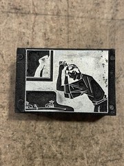 Printing Letterpress Print Block Man Washing At Bathroom Sink (2976)
