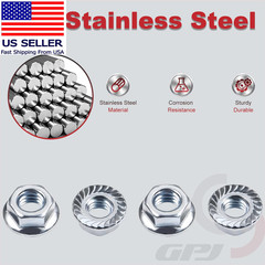 1/4-20 Serrated Flange Hex Nuts, Hexagon Flange Nuts 304 Stainless Steel, 50pcs