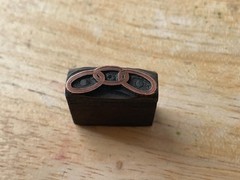 Printing Letterpress Printers Block Copper Oddfellows Rings FLT (530)
