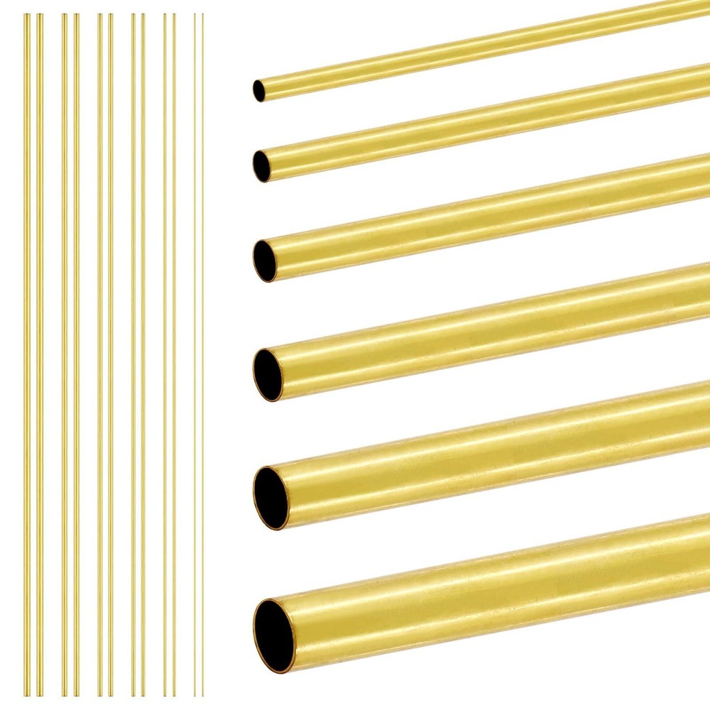 12pcs Brass Tube Round Tube 1mm 1.5mm 2mm 2.5mm 3mm 3.5mm Od X 0.2mm Wall Thickn