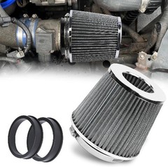 Universal Clamp-On Air Intake Filter, 76 89 102MM (3/3.5/4in) Hi Color: Silver