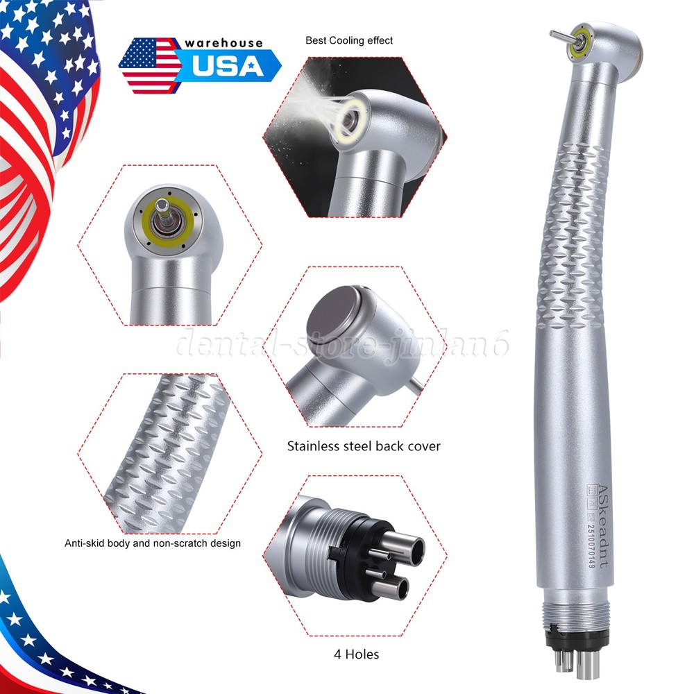 1-10* Dental LED E-generator Shadowless Ring High Speed Handpiece 2/4H 4-Spray