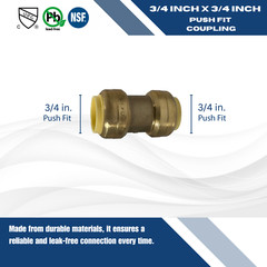 25 PIECES 3/4″ X 3/4″ SHARKBITE STYLE PUSH FIT COUPLINGS FITTINGS, LEAD FREE