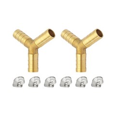 2Pcs 3/8Inch 3 Way Brass Hose Barb, Y Shape Brass Barb Connector Fitting with…