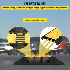 VEVOR 3 Channel Cable Protector Ramp Rubber Electrical Wire Cover Ramp Guard