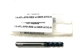 Carbide Plus CP-42343 1/4″ 4FL Corner Radius End Mill .06R Solid Carbide AlTiCrN