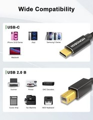 USB B to USB C Printer Cable 6FTType B to Type C Cord for PCUSB C MIDI Cable …