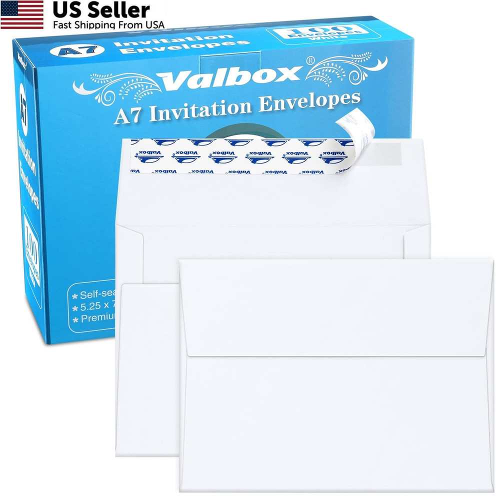 ValBox 5×7 Envelopes for Invitation 100 Qty A7 (5.25 x 7.25 Inches), White