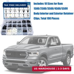190pcs for Ram 1500 2500 3500 Automotive Body Interior and Exterior Retainer Fas