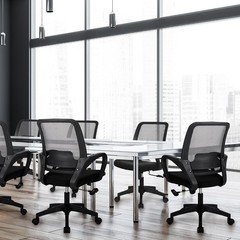 Stylish Swivel Office Chair with Lumbar Support & Soft Foam Seat – Modern Black