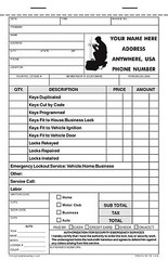 (10) Locksmith Work Order / Invoice Books 50 2-part sets per book