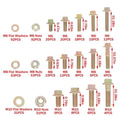 521PCS M6 M8 M10 Flange Bolts Assortment Kit 8.8 Grade Alloy Steel